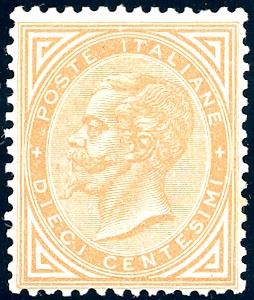 1866 - 10 cent.  giallo ocra, De La Rue, tiratura di Torino (T17), ben centrato, nuovo, gomma originale, impercettibile traccia di linguella, perfetto. Bello e molto fresco. A.Diena, cert. E.Diena 1990, Ferrario.