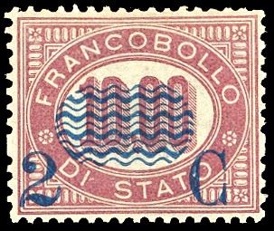 1878 - 2 cent. su 10 lire Servizio soprastampati (36), ottima centratura, nuovo, gomma originale integra, perfetto. Raro di questa centratura. Cert. Ferrario.