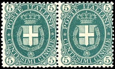 Ferrario, Francobollo 5 cent. Stemma del 1889, coppia, gomma originale