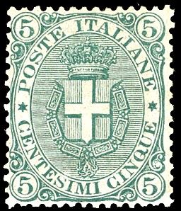 1891 - 5 cent. Stemma, fondo rigato (59), ben centrato, nuovo, gomma originale integra, perfetto. Cert. Raybaudi (cat.Sassone € 1.900/4.125).  - Auction Philately - Cambi Casa d'Aste