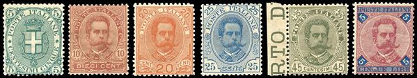 1891/96 - Serie completa (59/64), nuovi, gomma originale integra, perfetti. Il 5 cent. firmato A.Diena e cert. Ferrario.