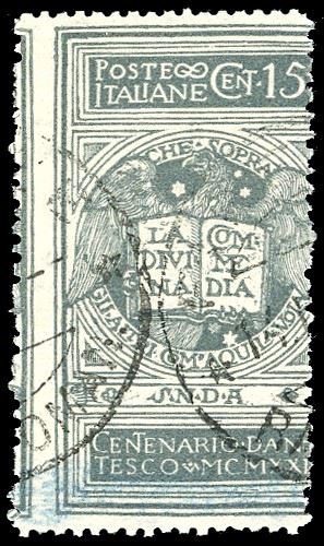 1921 - 15 cent. grigio Dante, non emesso (116A), usato, perfetto. Non comune. Ferrario. Cert. Raybaudi.