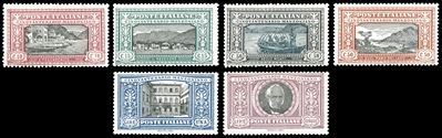 Manzoni, Serie completa di francobolli (151/156) del 1923, gomma originale