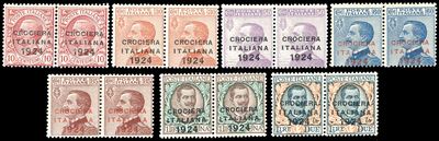 Crociera Italiana, serie completa in coppie orizzontali con varietà, 1924