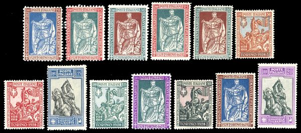 1928 - Emanuele Filiberto, serie completa di 13 valori (226/238), gomma originale integra, perfetti. Ferrario per gli alti valori.