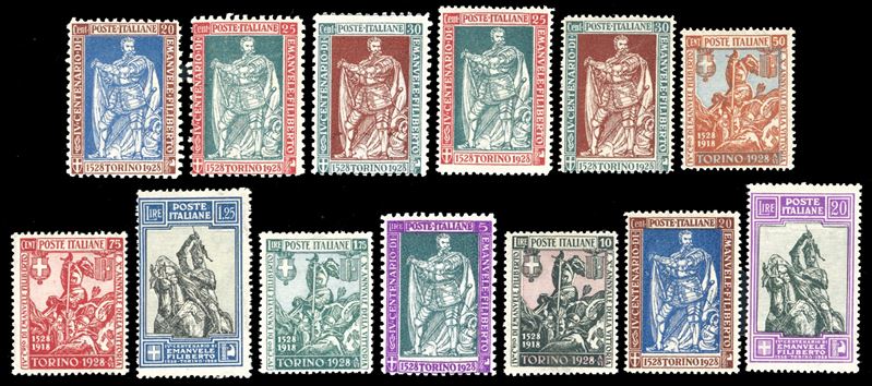 1928 - Emanuele Filiberto, serie completa di 13 valori (226/238), gomma originale integra, perfetti. Ferrario per gli alti valori.  - Auction Philately - Cambi Casa d'Aste