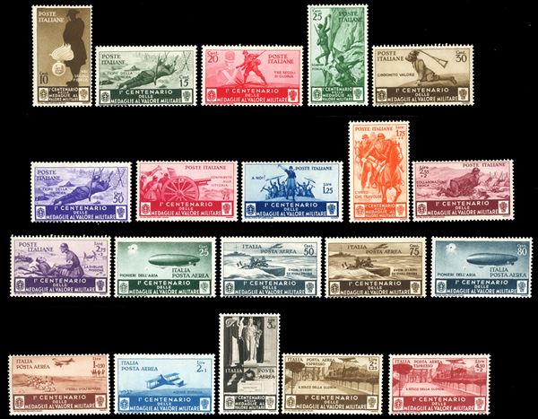 1934 - Medaglie al valore, serie completa (366/376+A), gomma originale integra, perfetti.
