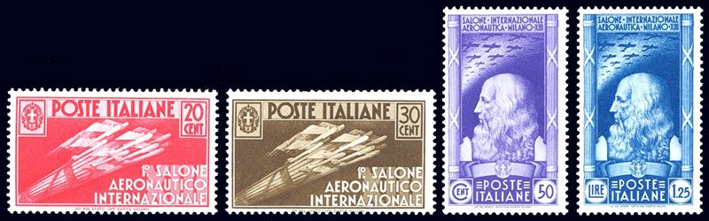 1935 - Salone aeronautico, serie completa (384/387), gomma originale integra, perfetti. Cert. Ferrario.  - Asta Filatelia - Cambi Casa d'Aste