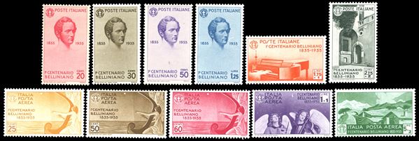 1935 - Bellini, serie completa (388/393+A), gomma originale integra, perfetti. Splendidi. Ferrario.