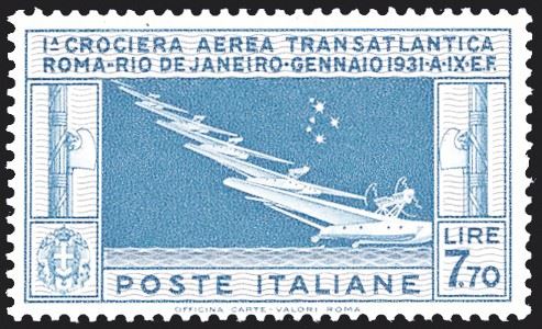 1930 - 7,70 lire Crociera Balbo (25), buona centratura, nuovo, gomma originale integra, perfetto e molto fresco. Cert. Ferrario.
