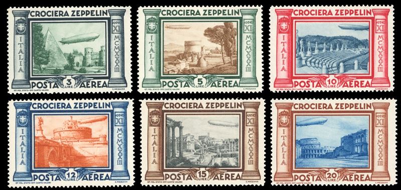 1933 - Zeppelin, serie completa (45/50), gomma originale integra, perfetti.  - Asta Filatelia - Cambi Casa d'Aste