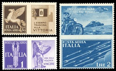 1942, Serie completa di francobolli non emessi (12A/12C), gomma originale integra