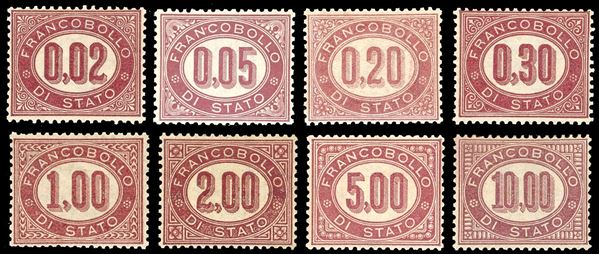 1875 - Serie completa (1/8), ottima centratura, nuovi, gomma originale integra, perfetti. Molto belli, rari così centrati. Ferrario.