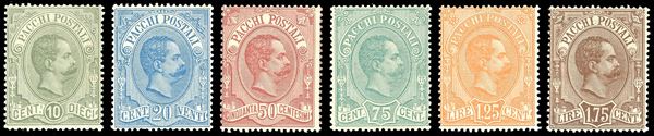 1884/86 - Umberto I, serie completa (1/6), nuovi, gomma originale integra, perfetti. Molto freschi, alti valori ben centrati. E.Diena, cert. Ferrario.