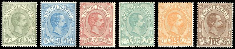 1884/86 - Umberto I, serie completa (1/6), nuovi, gomma originale integra, perfetti. Molto freschi, alti valori ben centrati. E.Diena, cert. Ferrario.  - Asta Filatelia - Cambi Casa d'Aste
