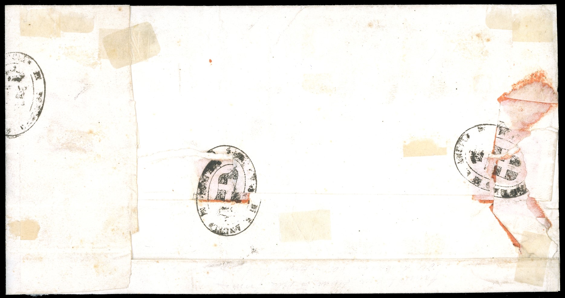 1865, 10 centesimi arancio (1b), otto esemplari su lettera non affrancata da S. Angelo in Pontano...