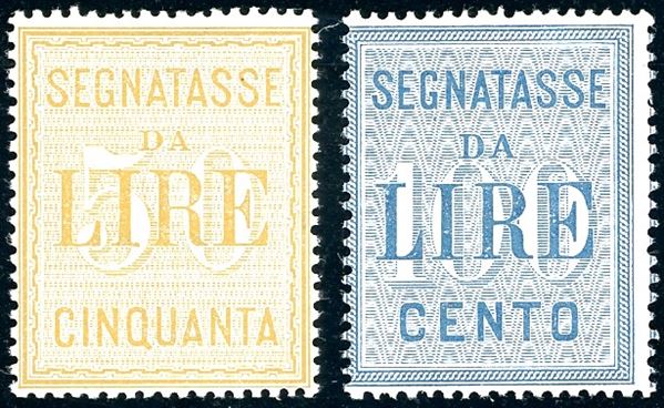 1903 - 50 e 100 lire (31/32), gomma originale integra, perfetti e molto freschi. Ferrario.