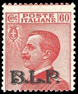 1922/23 - 60 cent. carminio Michetti, soprastampa BLP del II tipo (11), nuovo, gomma originale integra, perfetto. Molto fresco. G.Oliva, Sorani, cert. Ferrario.