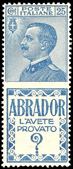 1924 - 25 cent. Abrador (4), nuovo, gomma originale integra, perfetto e ottimamente centrato. Raro. Ferrario.  - Asta Filatelia - Cambi Casa d'Aste