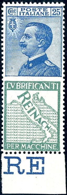 1924 - 25 cent. Reinach (7), nuovo, gomma originale integra, bordo di foglio inferiore, perfetto. Molto fresco e ben centrato. Ferrario e Colla.