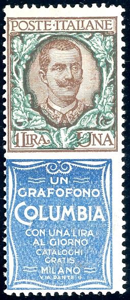 1924 - 1 lira Columbia (19), nuovo, gomma originale integra, perfetto e molto fresco. Cert. Ferrario.  - Asta Filatelia - Cambi Casa d'Aste