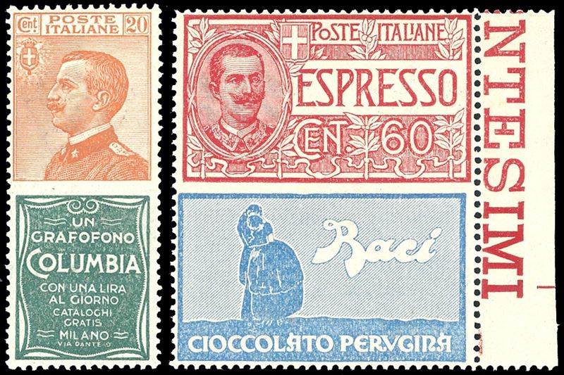 1925 - 20 cent. Columbia e 60 cent. Perugina, non emessi (20/21), nuovi, gomma originale integra, perfetti. Molto freschi e ben centrati. Ferrario.  - Auction Philately - Cambi Casa d'Aste