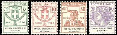 Ferrario, Serie completa di francobolli Assoc. Biblioteche Bologna 1924