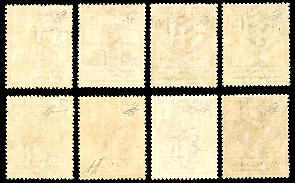 ASSOCIAZIONE NAZIONALE MUTILATI E INVALIDI DI GUERRA, Serie completa di otto valori (5/12), franc...