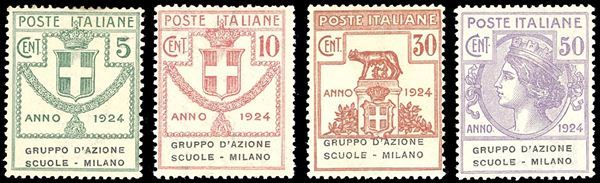 GRUPPO D'AZIONE SCUOLE MILANO 1924 - Serie completa (38/41), nuovi, gomma originale integra, perfetti. Ottima qualità.