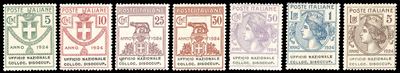 Ferrario, Ufficio Nazionale Collocamento Disoccupati 1924 - Serie completa (62/68), nuovi