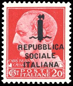 1944 - 20 cent. carminio, soprastampato (495A), nuovo, gomma originale integra, perfetto. Raybaudi, Penco, cert. Ferrario.
