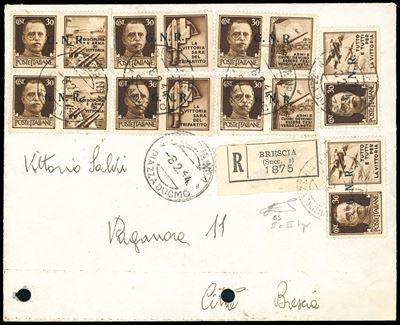 Ferrario, Propaganda di guerra 1944 - 30 centesimi bruno, serie completa con soprastampa G.N.R.