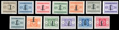 Francobolli italiani, Segnatasse 1944 - Soprastampati fascetto, serie completa (60/72), nuovi
