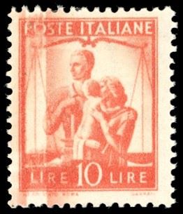 1947 - 10 lire arancio Democratica, stampa evanescente (559g), gomma originale integra, perfetto. Ferrario.