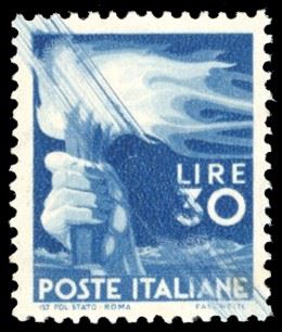 1945 - 30 lire Democratica (563), evidenti striatura diagonali di colore, gomma originale integra, perfetto. Raro. Ferrario.