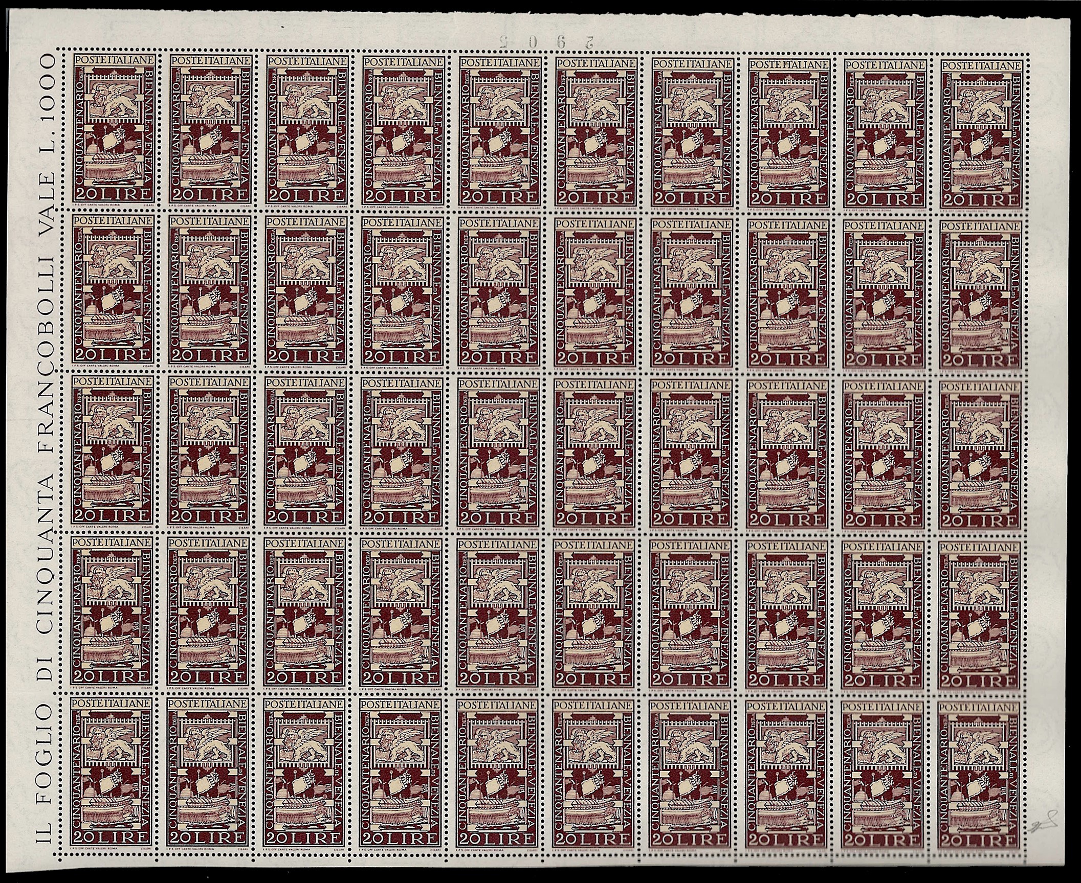 Ferrario, Serie completa della Biennale di Venezia 1949 (594/597), fogli di 50 esemplari