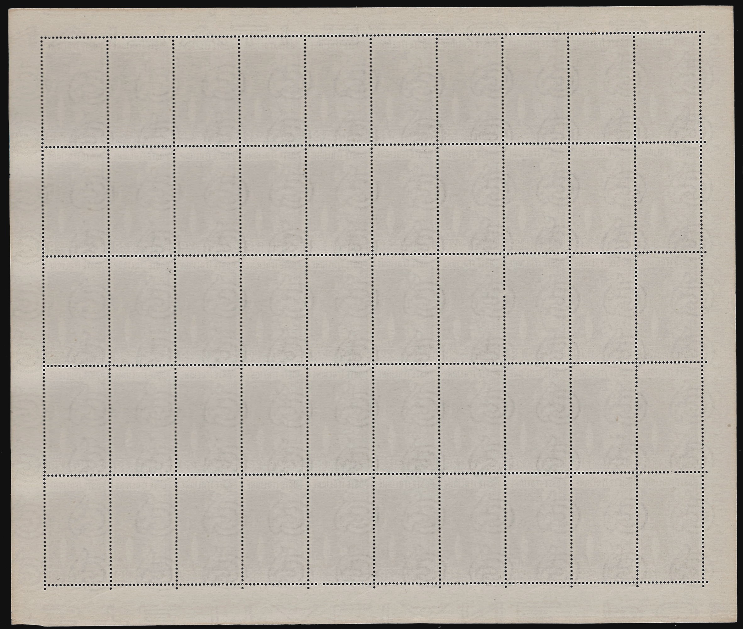 Ferrario, 20 lire Arte Tessile (1951), foglio completo di 50 esemplari