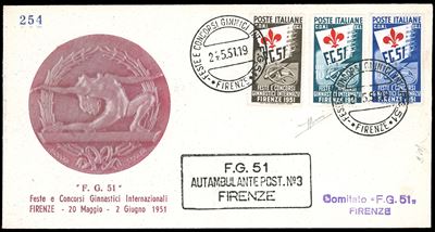 Ginnici, Serie Completa 1951 (661/663), Annullo Speciale Firenze