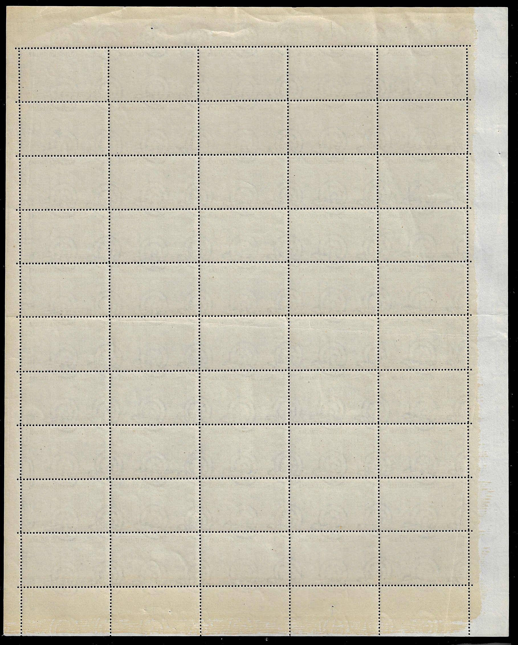 Ferrario, 60 lire Fiera di Milano (1952), foglio completo di 50 esemplari