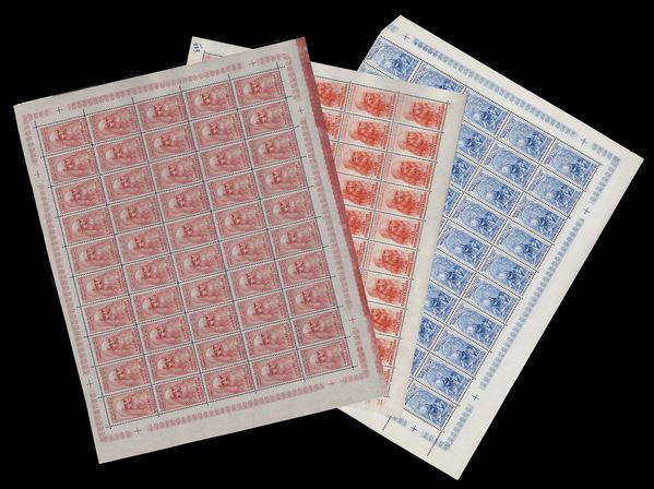 1952 - Leonardo, serie completa (686/688), fogli di 50 esemplari, nuovi, gomma originale integra, perfetti e molto freschi.