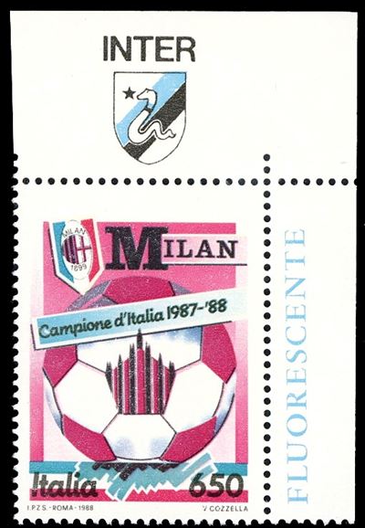 1988 - 650 Milan Azzurro, Stampa del Giallo Evanescente, Gomma Originale Integra