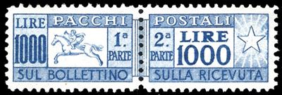 1954, 1.000 lire Cavallino con filigrana ruota, dentatura lineare (81/I)