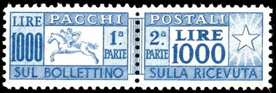 1954, 1.000 lire Cavallino con filigrana ruota e dentellatura lineare (81/I)