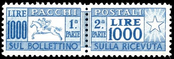 1954 - 1.000 lire Cavallino, filigrana ruota, dentellatura lineare (81/I), buona centratura, gomma originale integra, perfetto. Cert. E.Diena.