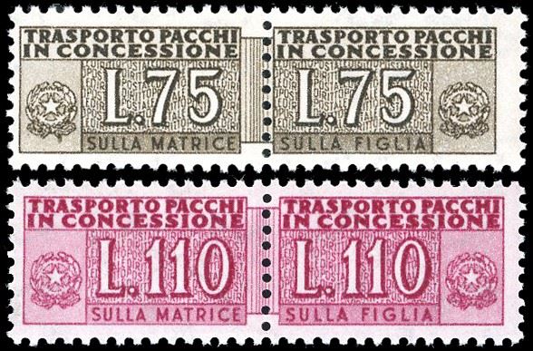 1955 - 75 e 110 lire, filigrana stelle (9,12), nuovi, gomma originale integra, perfetti. Ferrario.  - Asta Filatelia - Cambi Casa d'Aste