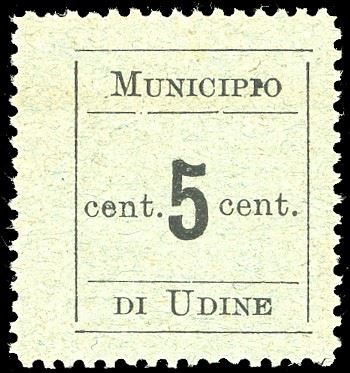 UDINE 1918 - 5 cent., dentellato su tutti e quattro i lati (1a), nuovo, gomma originale integra, perfetto e molto fresco. Sorani.  - Auction Philately - Cambi Casa d'Aste