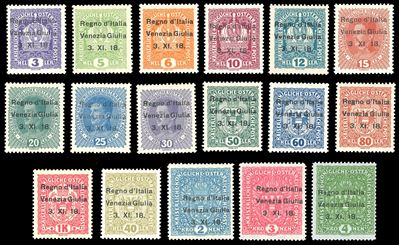 Venezia Giulia 1918, Serie completa di francobolli soprastampati (1/17), gomma originale integra