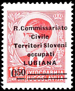 LUBIANA 1941 - 0,50 d. su 1,50 d. soprastampato (41), nuovo, gomma originale, linguella leggera, perfetto. G.Bolaffi, A.Diena, cert. Ferrario.
