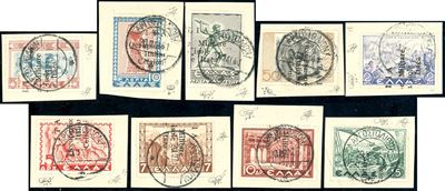 Penco e Ferrario, Cefalonia e Itaca - Emissioni di Argostoli 1941 - Set di 9 valori usati su fram...