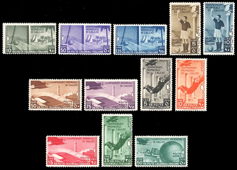 1934 - Mondiali di Calcio, serie completa (46/50+A), nuovi, gomma originale integra, perfetti. Cert. Ferrario.  - Auction Philately - Cambi Casa d'Aste